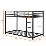 Twin Over Twin Metal Bunk Bed, Heavy Duty Space Saving Low Profile Bunk Bed Frame with Safety Guardrail & Ladder for Kids Adults Dorm Bedroom