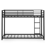 Twin Over Twin Metal Bunk Bed, Heavy Duty Space Saving Low Profile Bunk Bed Frame with Safety Guardrail & Ladder for Kids Adults Dorm Bedroom