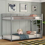 Twin Over Twin Metal Bunk Bed, Heavy Duty Space Saving Low Profile Bunk Bed Frame with Safety Guardrail & Ladder for Kids Adults Dorm Bedroom