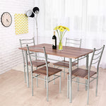 Modern 5 Piece Dining Table Set Metal Frame Wood Kitchen Breakfast Furniture with 4 Chairs