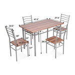 Modern 5 Piece Dining Table Set Metal Frame Wood Kitchen Breakfast Furniture with 4 Chairs