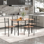 Modern 5 Piece Dining Table Set Metal Frame Wood Kitchen Breakfast Furniture with 4 Chairs