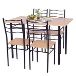 Modern 5 Piece Dining Table Set Metal Frame Wood Kitchen Breakfast Furniture with 4 Chairs