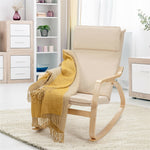 Modern Bentwood Rocking Chair Relax Rocker Lounge Chair with Removable Upholstered Cushion