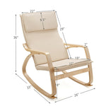 Modern Bentwood Rocking Chair Relax Rocker Lounge Chair with Removable Upholstered Cushion