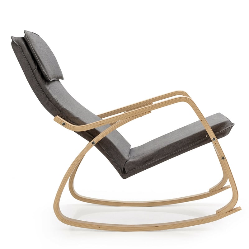 Modern Bentwood Rocking Chair Relax Rocker Lounge Chair with Removable Upholstered Cushion