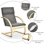 Modern Fabric Upholstered Bentwood Lounge Chair Accent Leisure Armchair with Curved Leg