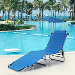 Outdoor Folding Chaise Lounge Portable Tanning Chair Sunbathing Beach Chair with Canopy Shade & Adjustable Backrest