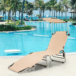 Outdoor Folding Chaise Lounge Portable Tanning Chair Sunbathing Beach Chair with Canopy Shade & Adjustable Backrest