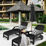 Outdoor Chaise Lounge Folding Pool Patio Lounge Chair Beach Lounger Recliner with 6-Position Adjustable Backrest & Wheels