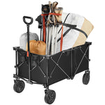 Collapsible Wagon Cart, Folding Utility Wagon with Universal Wheels, Adjustable Handle & Cover Bag for Garden, Shopping, Camping, Outdoor Use