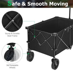 Collapsible Wagon Cart, Folding Utility Wagon with Universal Wheels, Adjustable Handle & Cover Bag for Garden, Shopping, Camping, Outdoor Use