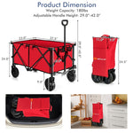 Collapsible Wagon Cart, Folding Utility Wagon with Universal Wheels, Adjustable Handle & Cover Bag for Garden, Shopping, Camping, Outdoor Use