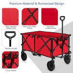 Collapsible Wagon Cart, Folding Utility Wagon with Universal Wheels, Adjustable Handle & Cover Bag for Garden, Shopping, Camping, Outdoor Use