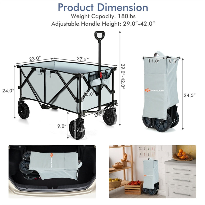 Outdoor Collapsible Utility Garden Wagon Cart Trolley Buggy