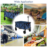 Collapsible Wagon Cart, Folding Utility Wagon with Universal Wheels, Adjustable Handle & Cover Bag for Garden, Shopping, Camping, Outdoor Use