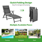 Outdoor Folding Chaise Lounge Chair Reclining Chair with 7 Adjustable Backrest Positions