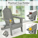 Folding Adirondack Chair Weather Resistant HDPE Patio Chair with Built-in Cup Holder, Outdoor Fire Pit Chair for Lawn Yard Balcony Deck