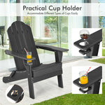 Folding Adirondack Chair Weather Resistant HDPE Patio Chair with Built-in Cup Holder, Outdoor Fire Pit Chair for Lawn Yard Balcony Deck