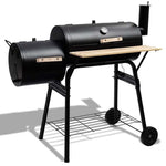 Outdoor Charcoal Grill, Portable Backyard BBQ Grill Offset Smoker with Wheels, Adjustable Damper & Thermometer, Side Shelf for Family Gatherings