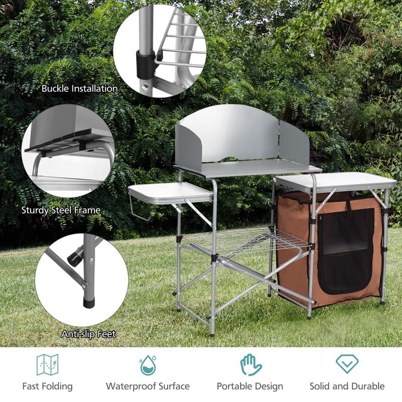 RedSwing Portable Grill Table for Outside, Aluminum Folding Grill Stand  Table for Outdoor Camping Picnic BBQ, Lightweight Adjustable Height