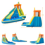 Inflatable Water Slide Giant Water Park Bouncy Castle for Kids Backyard Outdoor Indoor Fun with Splash Pool, Climbing Wall & 740W Blower