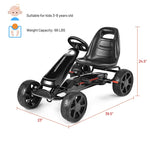 Kids Pedal Go Kart 4-Wheel Pedal-Powered Ride On Car with 2-Position Adjustable Seat