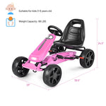 Kids Pedal Go Kart 4-Wheel Pedal-Powered Ride On Car with 2-Position Adjustable Seat