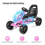 Kids Pedal Go Kart 4-Wheel Pedal-Powered Ride On Car with 2-Position Adjustable Seat