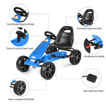 Kids Pedal Go Kart 4-Wheel Pedal-Powered Ride On Car with 2-Position Adjustable Seat