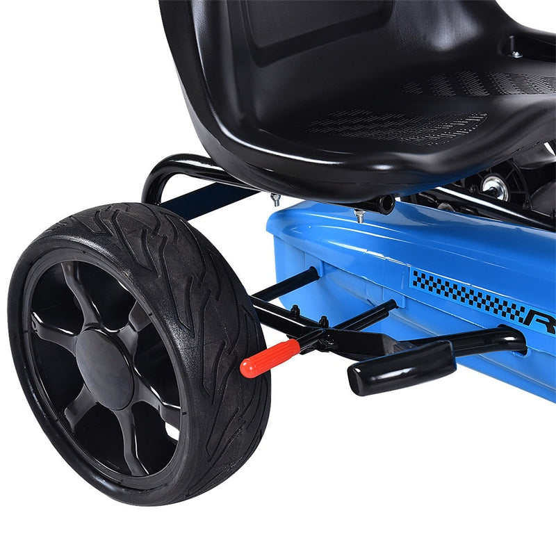 Kids Pedal Go Kart 4-Wheel Pedal-Powered Ride On Car with 2-Position Adjustable Seat