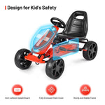 Kids Pedal Go Kart 4-Wheel Pedal-Powered Ride On Car with 2-Position Adjustable Seat