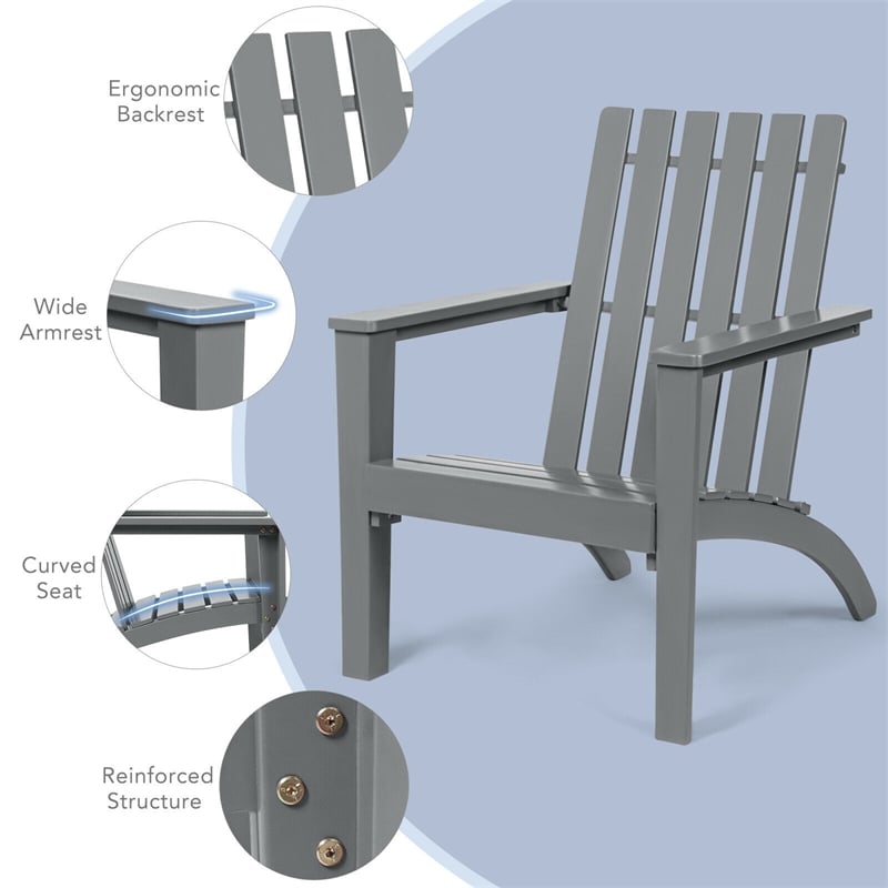 Outdoor Acacia Wood Adirondack Chair Weather Resistant Patio Adirondack Armchair for Garden Backyard