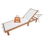 Outdoor Chaise Lounge Eucalyptus Wood Reclining Pool Lounge Chair with 5-Position Adjustable Backrest & Quick-Drying Fabric