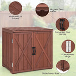 Wooden Outdoor Storage Shed 2.5 x 2FT Solid Fir Wood Garden Tool Shed Large Patio Storage Cabinet with Double Doors for Indoor Backyard