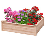 Outdoor Wooden Square Raised Garden Bed Vegetable Flower Box