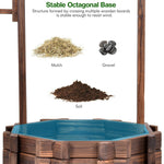 Rustic Outdoor Wooden Wishing Well Planter with Hanging Bucket - Bestoutdor