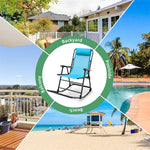 Zero Gravity Rocking Chair, Folding Camping Rocker with Headrest, Cozy Armrests & Footrest, Portable High Back Lawn Chair for Garden Patio