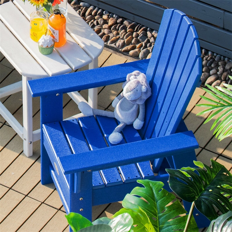 Kids Adirondack Chair, Weather-Resistant HDPE Patio Chair with Ergonomic Backrest, Children Outdoor Chair for Deck Porch Backyard Poolside