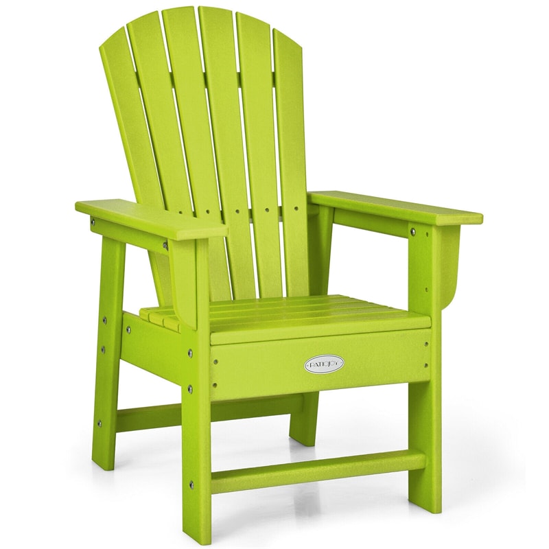 Kids Adirondack Chair, Weather-Resistant HDPE Patio Chair with Ergonomic Backrest, Children Outdoor Chair for Deck Porch Backyard Poolside