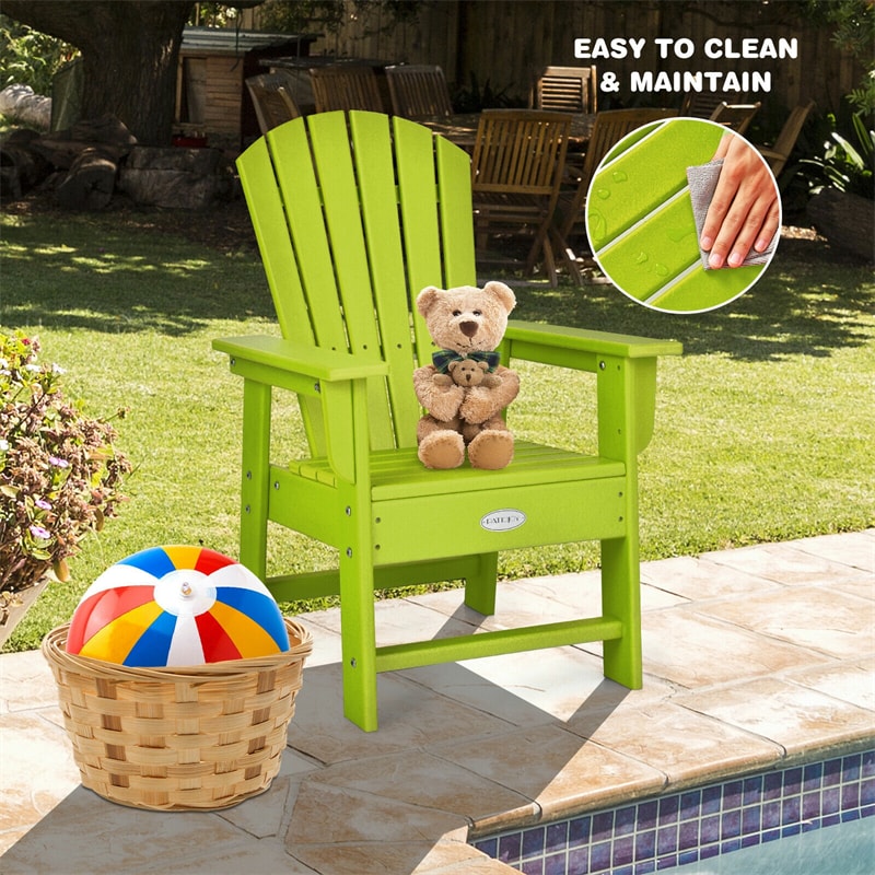 Kids Adirondack Chair, Weather-Resistant HDPE Patio Chair with Ergonomic Backrest, Children Outdoor Chair for Deck Porch Backyard Poolside