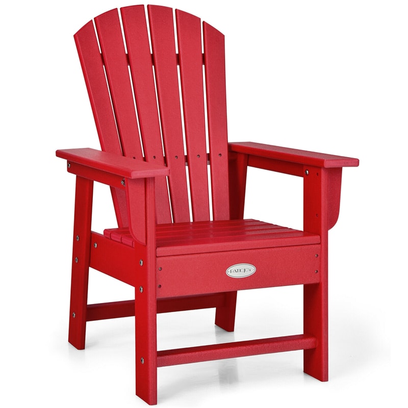 Kids Adirondack Chair, Weather-Resistant HDPE Patio Chair with Ergonomic Backrest, Children Outdoor Chair for Deck Porch Backyard Poolside