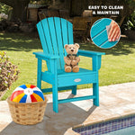 Kids Adirondack Chair, Weather-Resistant HDPE Patio Chair with Ergonomic Backrest, Children Outdoor Chair for Deck Porch Backyard Poolside