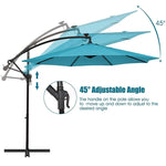 10FT Hanging Solar LED Umbrella Offset Patio Umbrella Outdoor Cantilever Umbrella Steel Market Umbrella with 40 Lights, Crank & Cross Base