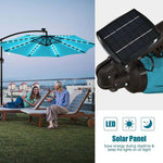 10FT Hanging Solar LED Umbrella Offset Patio Umbrella Outdoor Cantilever Umbrella Steel Market Umbrella with 40 Lights, Crank & Cross Base