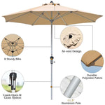 9' Patio Umbrella 8 Sturdy Ribs Market Umbrella Outdoor Table Umbrella with Crank System & 1.5" Aluminum Pole for Garden Lawn Deck