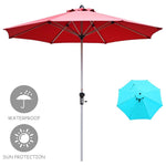 9' Patio Umbrella 8 Sturdy Ribs Market Umbrella Outdoor Table Umbrella with Crank System & 1.5" Aluminum Pole for Garden Lawn Deck