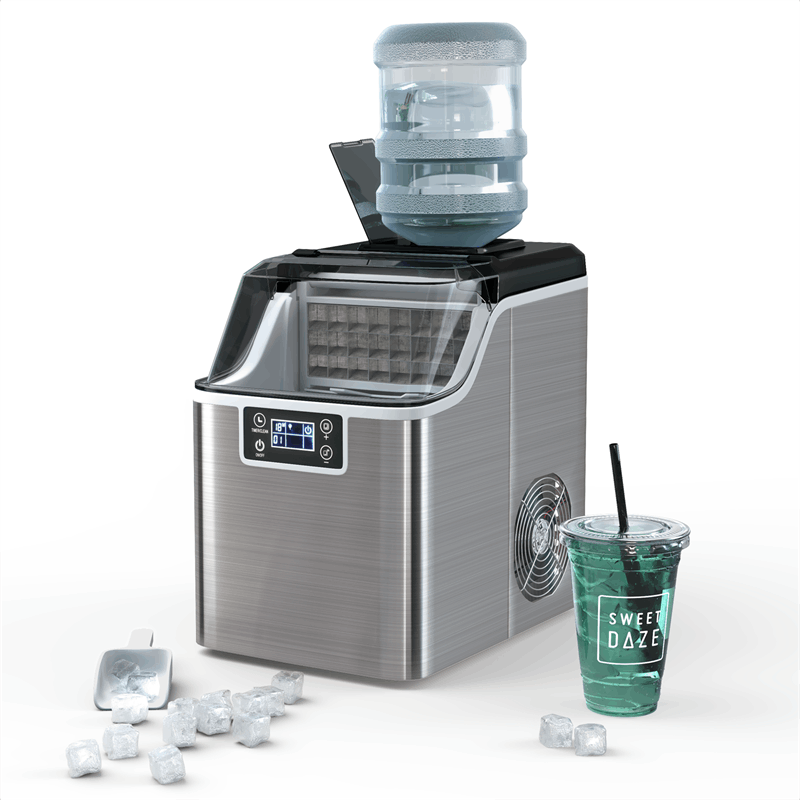 Countertop Ice Maker, 40LBS/24H Small Portable Ice Maker Machine with Top Inlet Hole & Ice Scoop Basket