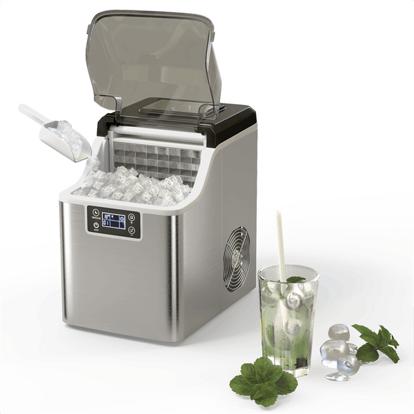 Countertop Ice Maker 40LBS/24H Small Portable Ice Maker Machine with Top Inlet Hole & Ice Scoop Basket