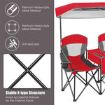 Folding Double Camping Chairs Portable Beach Chairs Lawn Chairs with Canopy Shade, Cup Holder & Carry Bag